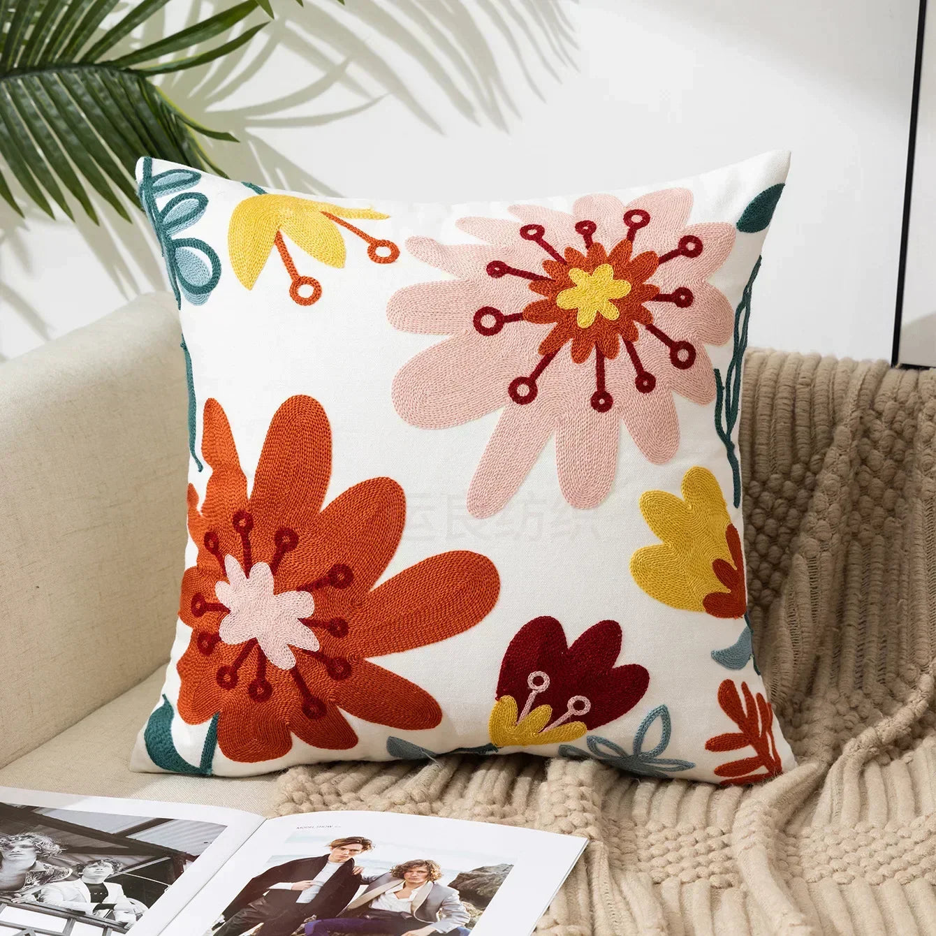 Norwegian Embroidered Flower Cushion Covers – Decoration with Natural Plants