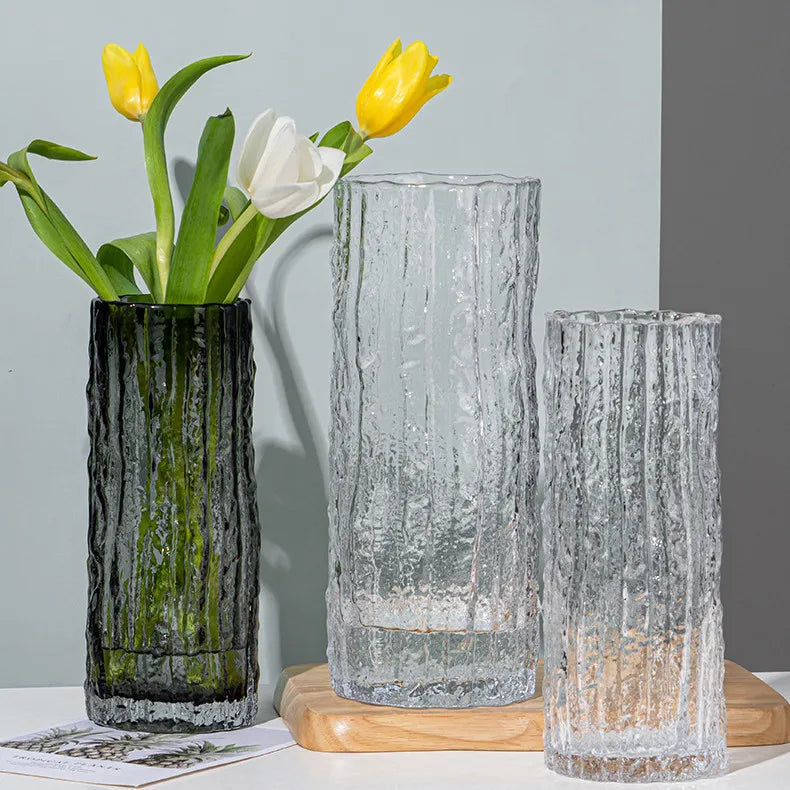 CrystalBloom Vase - Elegant Tree Pattern Glass Vase for Table Decoration (25 cm)