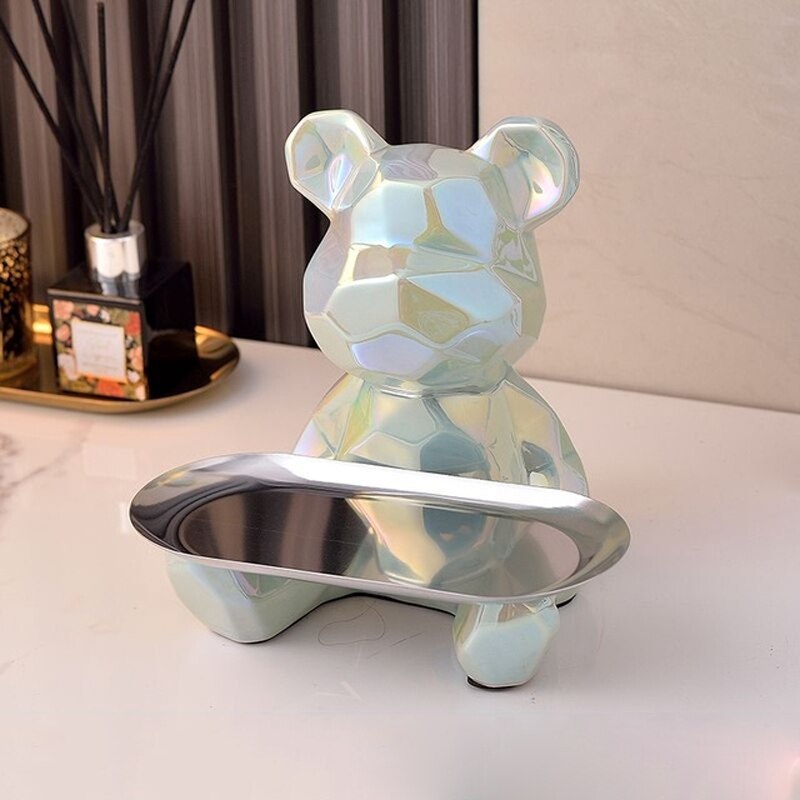 Ceravia Porcelain Bear Decorative Storage Bowl - Unique Design for Keys, Sweets, and Decoration