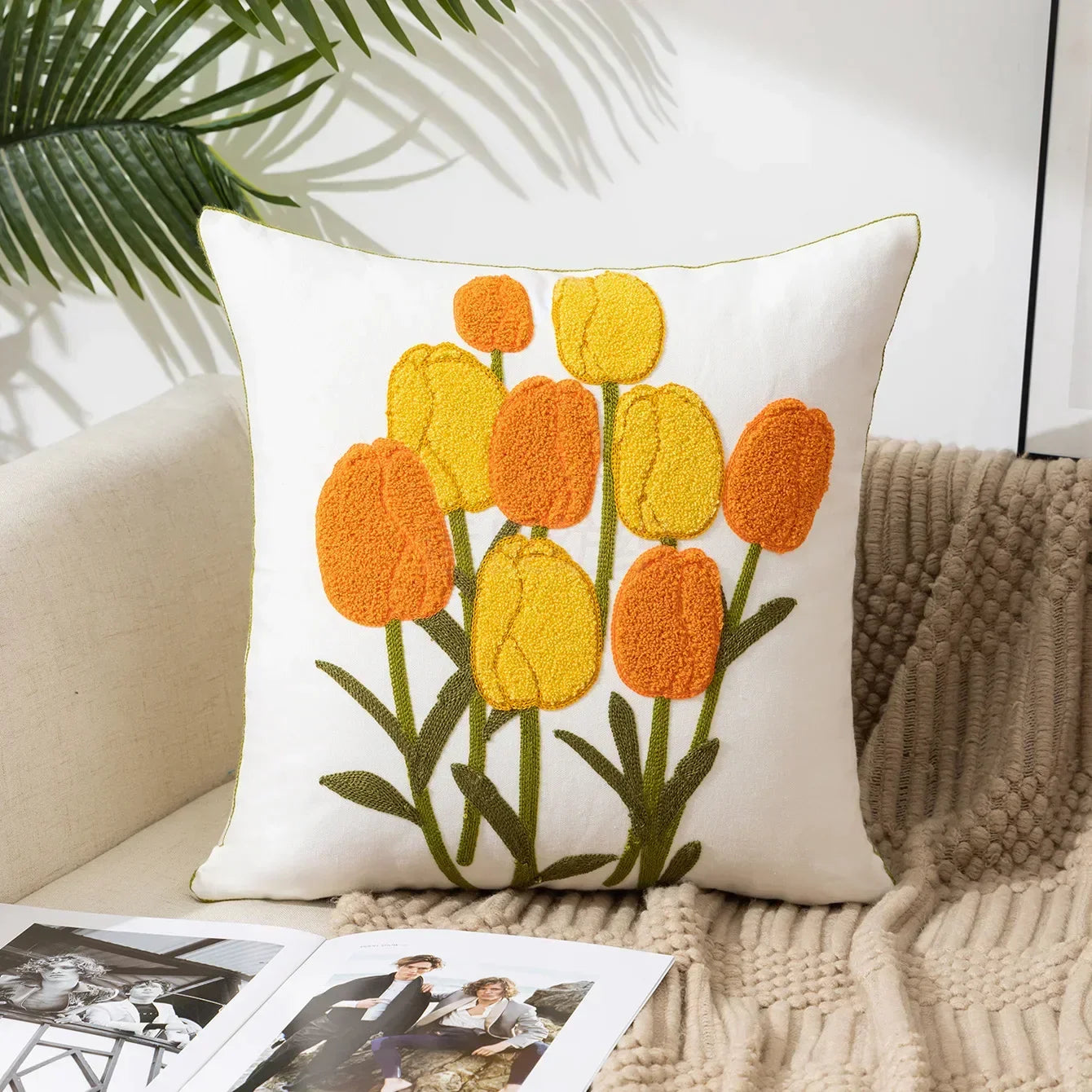 Norwegian Embroidered Flower Cushion Covers – Decoration with Natural Plants