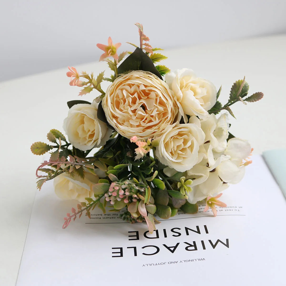 White Silk Rose Bouquet - Luxury Artificial Flowers for Weddings and Interior Decoration