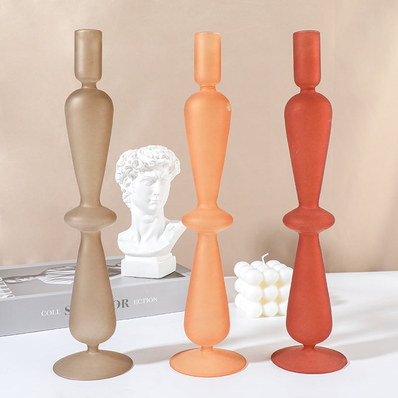 Coloured Frosted Glass Candle Holders - Elegant and Stylish