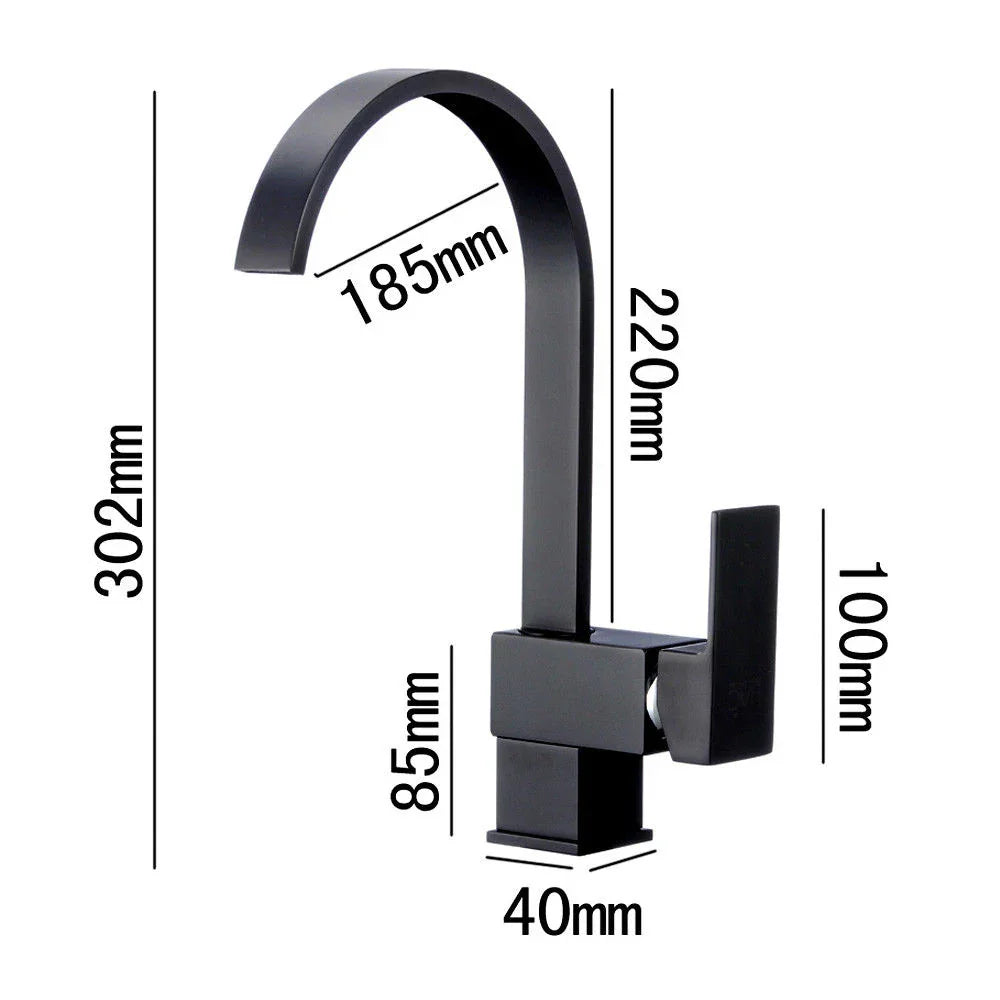 Flat kitchen tap made of solid brass – Sleek matte black finish