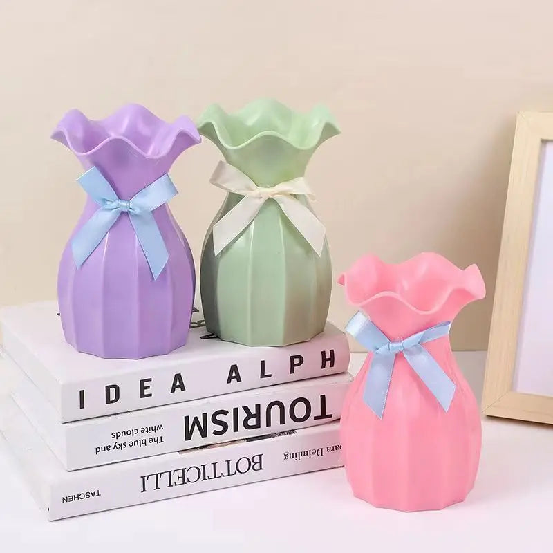 Imitation Ceramic Flower Vase - Modern Plastic Flower Pot for Home Decoration in Bedroom or Dining Table