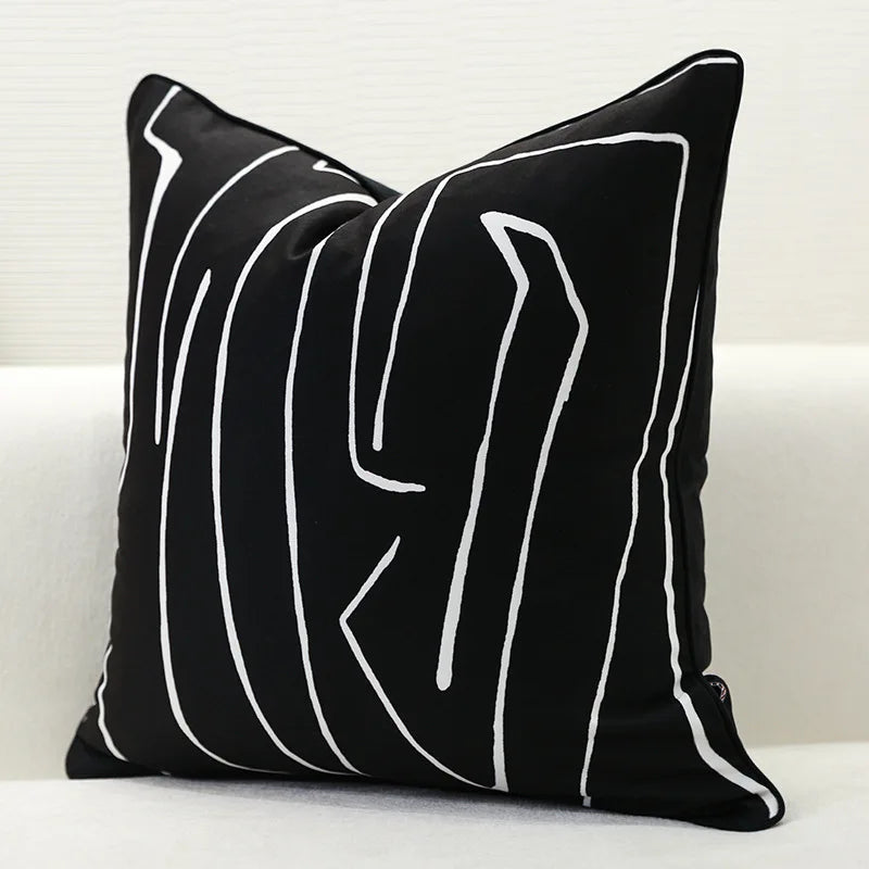 Norwegian Luxury Cushion Cover Black White Lines 50x50cm