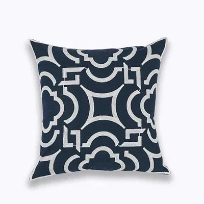 Norwegian Navy/White Embroidered Cushion Cover 45x45cm Square Cushion Cover