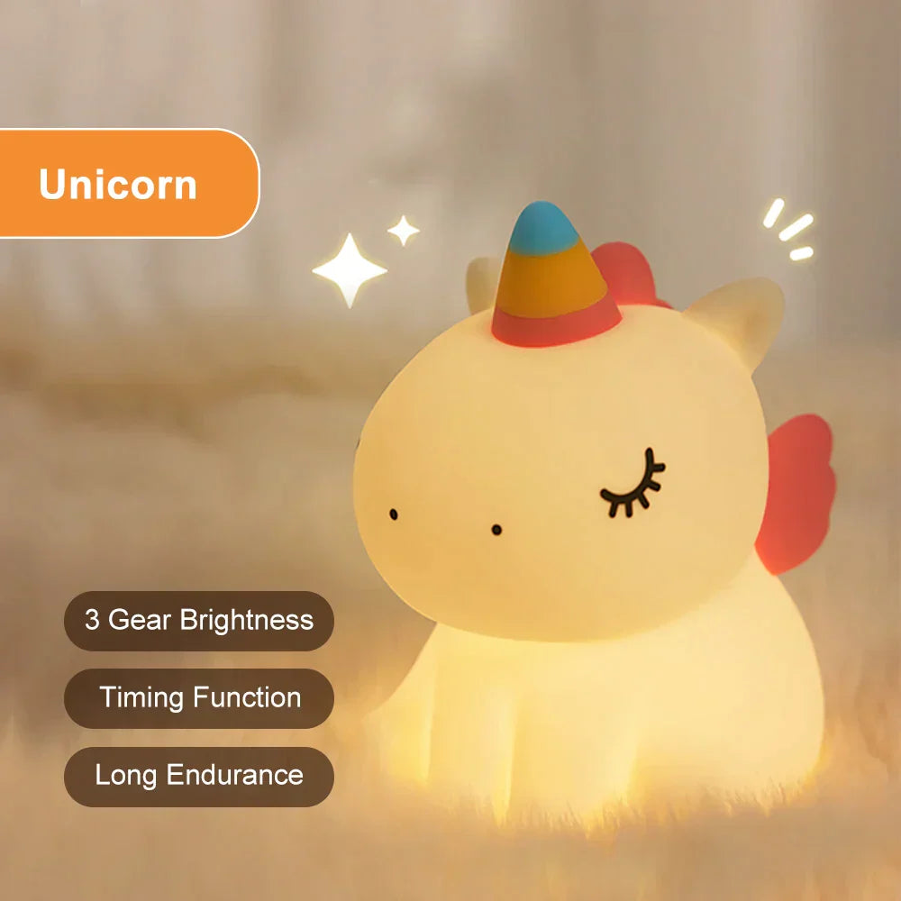 Norwegian Unicorn Silicone LED Night Light - Rechargeable via USB