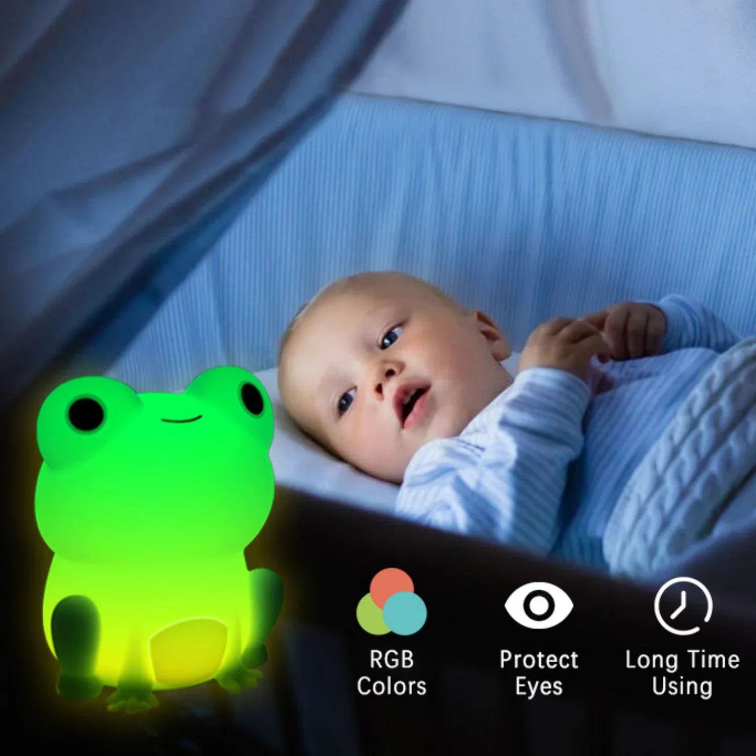 Dimmable LED Night Light - Cute Silicone Frog with Timer and Rechargeable USB Function - Perfect for Children's Rooms