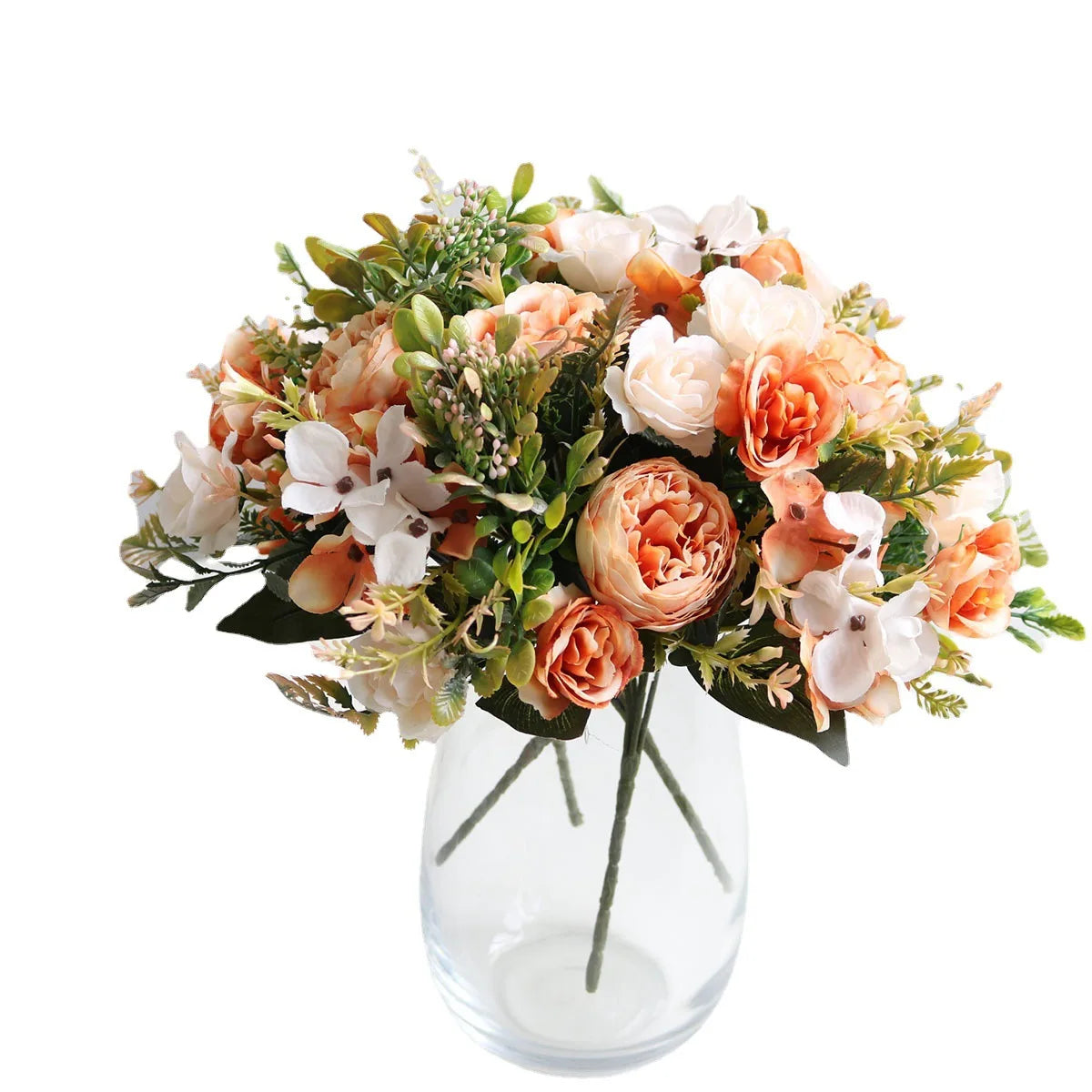 White Silk Rose Bouquet - Luxury Artificial Flowers for Weddings and Interior Decoration