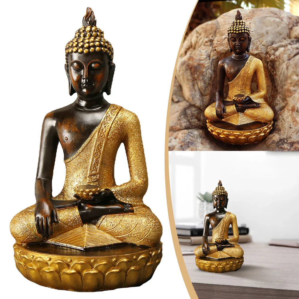 VerdaMuse Buddha Statue - Meditating Zen Decorative Resin - Realistic Design 27 cm