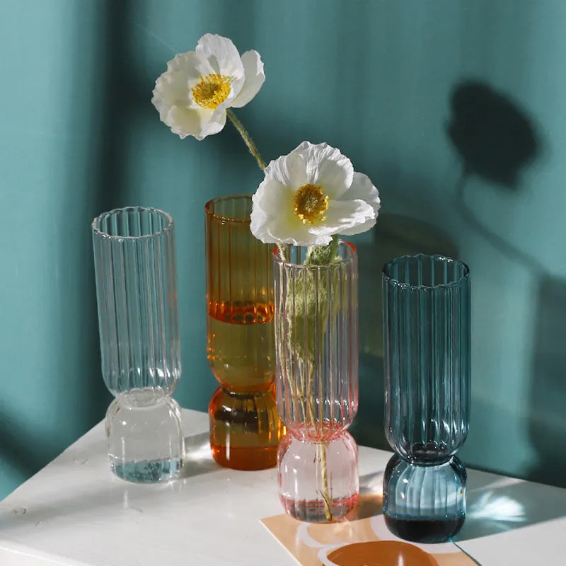 Lumora Glass Bloom Vase – Coloured and Transparent – 17 cm High – For Flowers and Plants