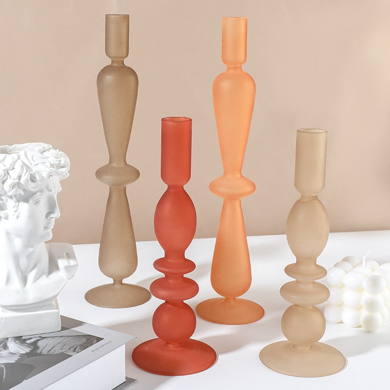 Coloured Frosted Glass Candle Holders - Elegant and Stylish