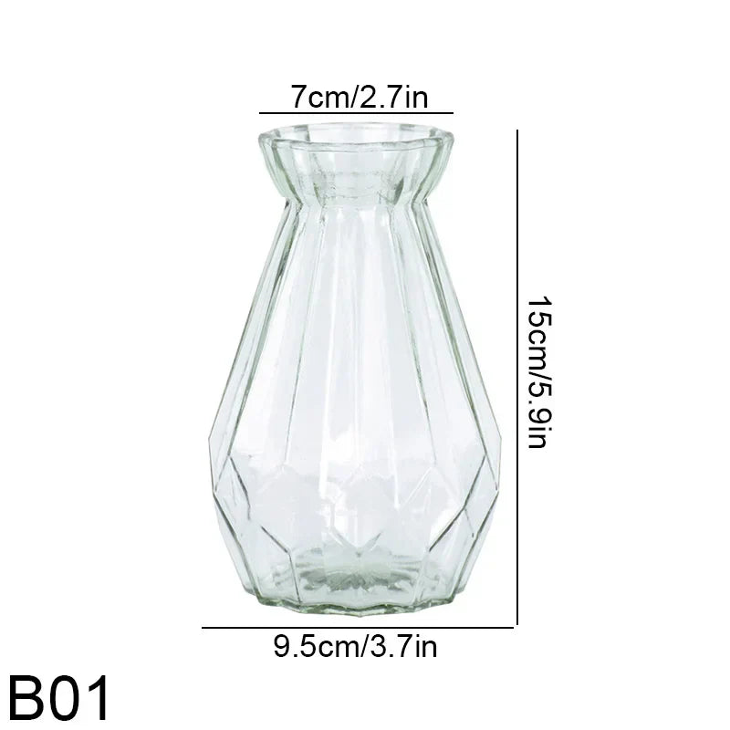 CelestiBloom Small Transparent Glass Flower Vase - Minimalist Design for Flower Arrangements