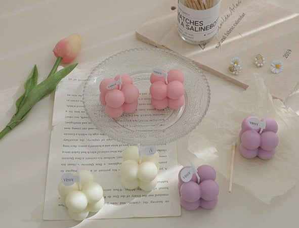 Mini Decorative Candle with Bubbles - Scented Soy Candle in Various Colours