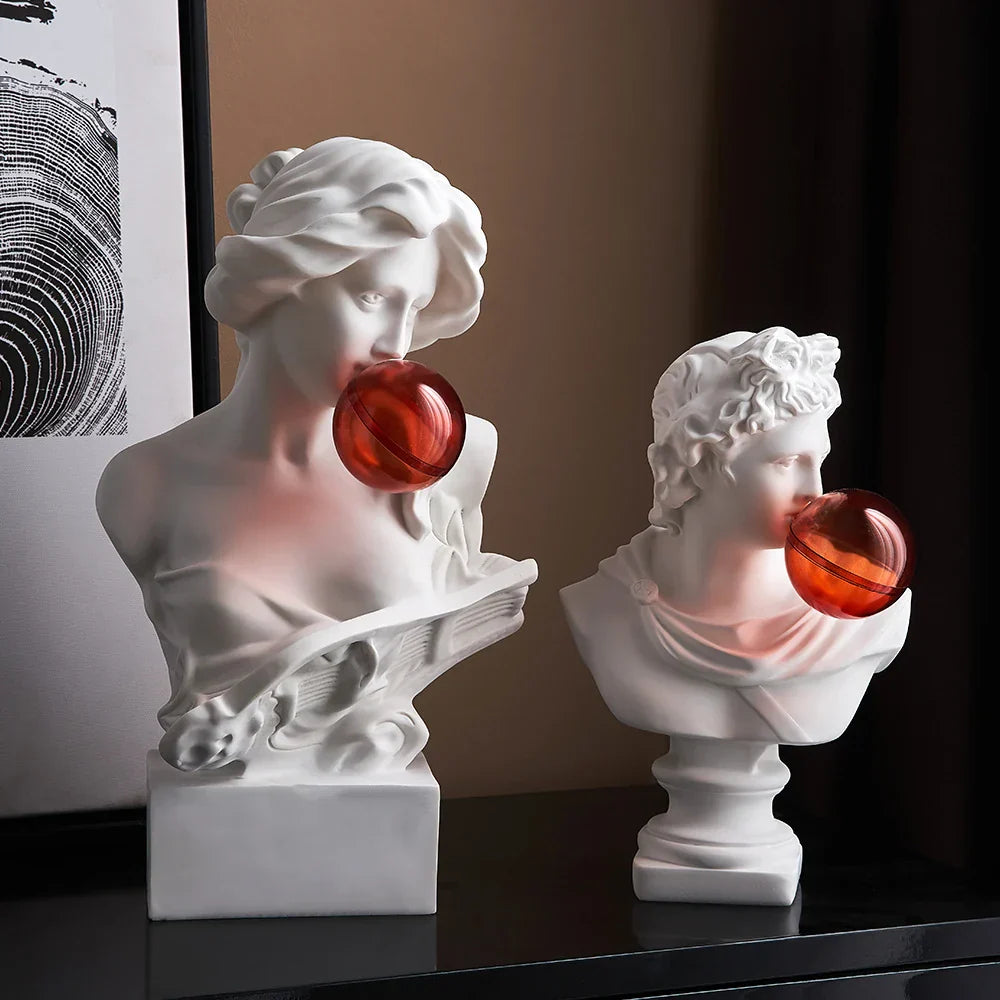 Artistic Sculpture of Bubble Blowing - Decorative Statue for the Living Room