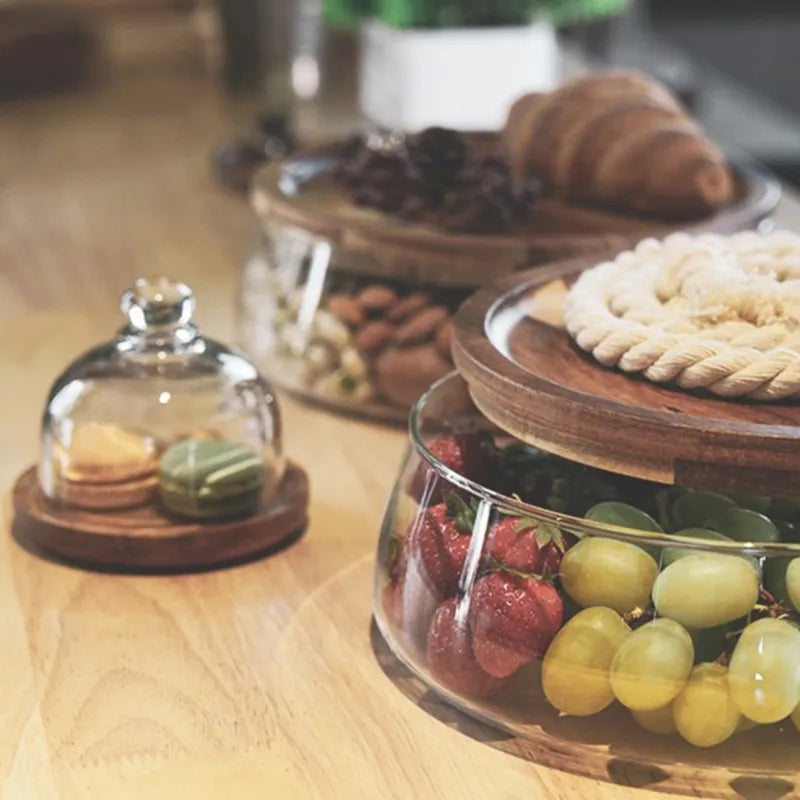 Glass Food Storage Containers with Wooden Lid – Stylish Kitchen Cabinets