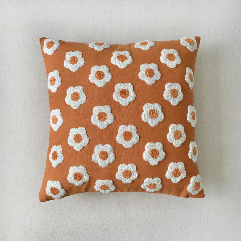 Norwegian Sunflower Cushion Cover with Embroidered Pattern