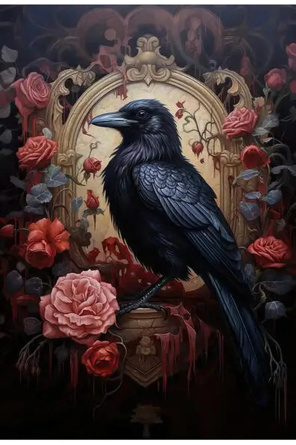 Set of Crows Canvas Posters – Mystical Ravens and Spooky Art