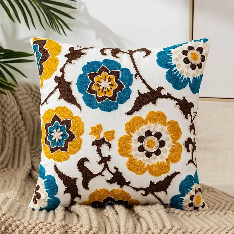 Norwegian Embroidered Flower Cushion Covers – Decoration with Natural Plants