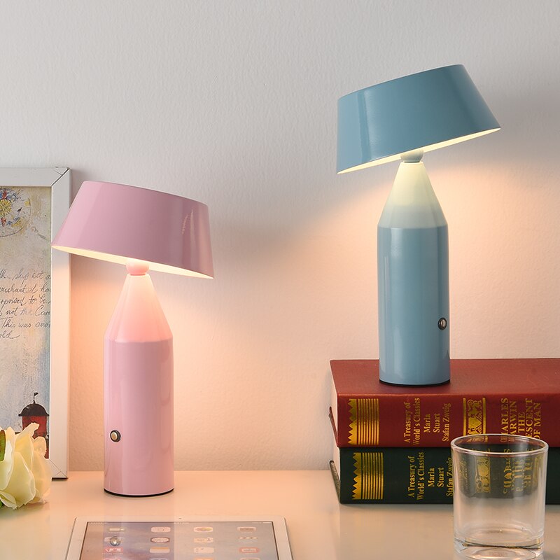 Rechargeable Metal Table Lamp - Multiple Colours, LED Lighting, Ideal for Bedroom and Decoration