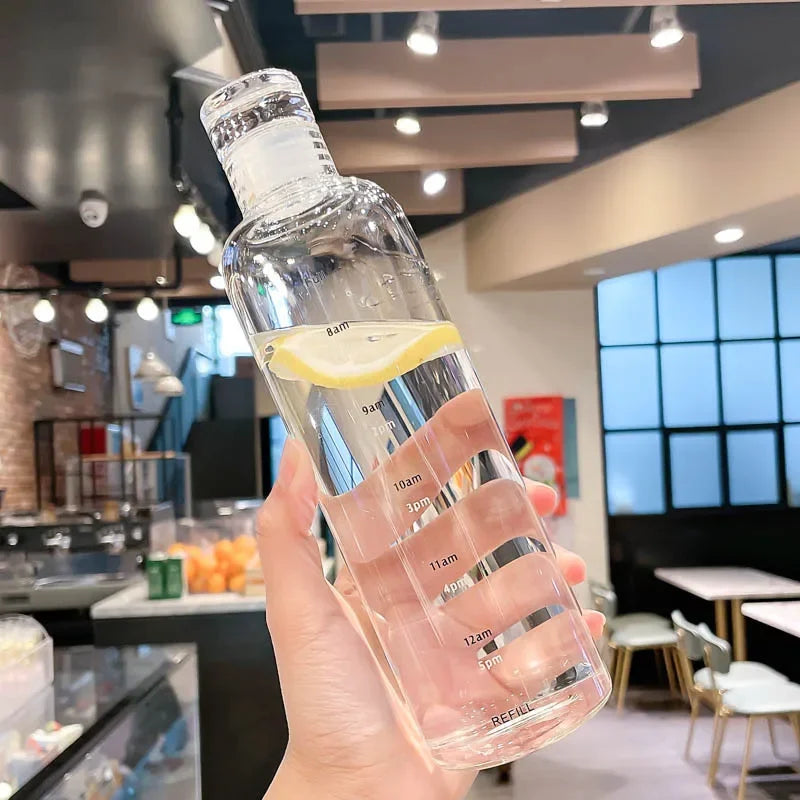 Sleek Transparent Water Bottle with Measurement Markings – Handy for Daily Use