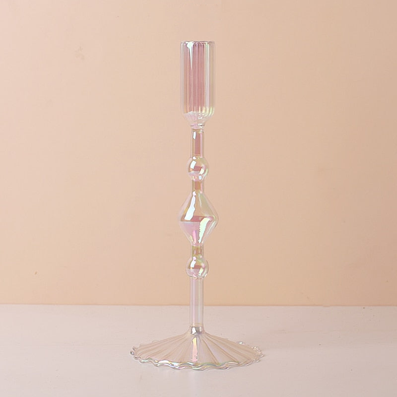 Glass Rainbow Candle Holder