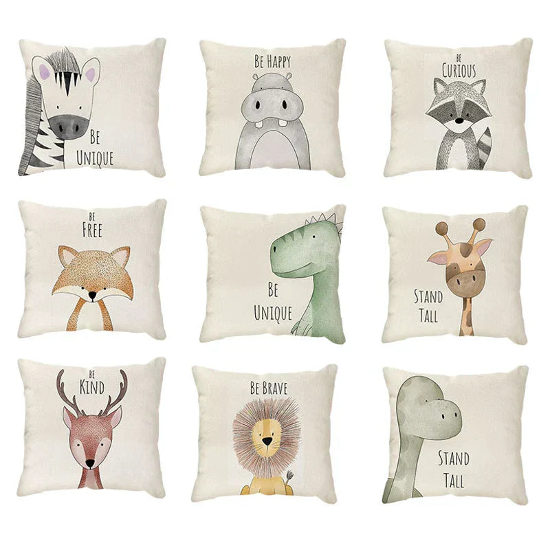 Cotton Cushion Cover with Animal Print - Decorative and Stylish 45x45cm