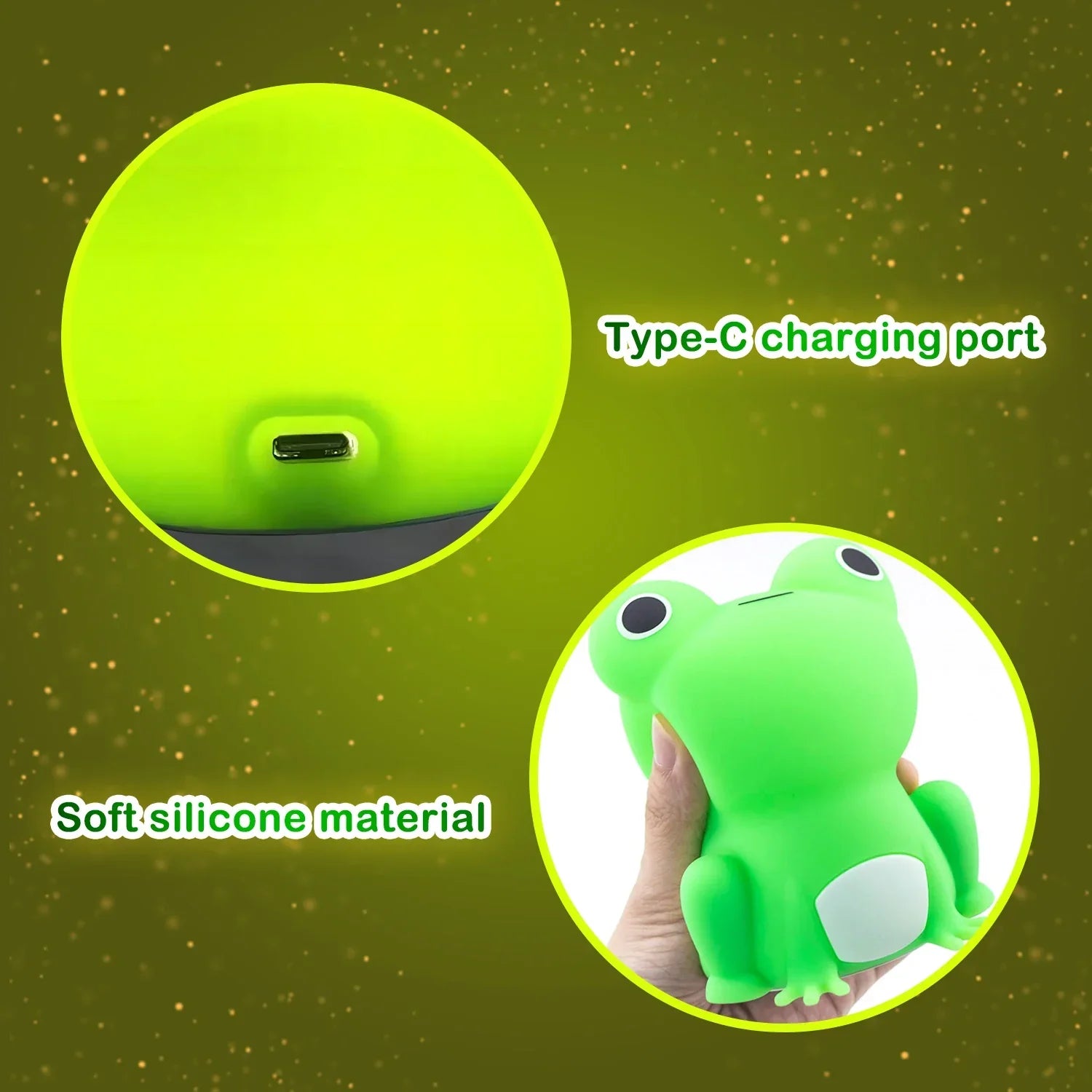 Dimmable LED Night Light - Cute Silicone Frog with Timer and Rechargeable USB Function - Perfect for Children's Rooms