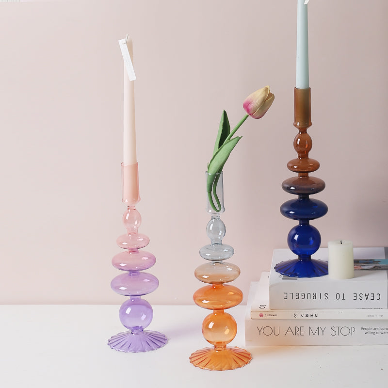 Glass Candle Holder with Colourful Gradient – Luxury Design