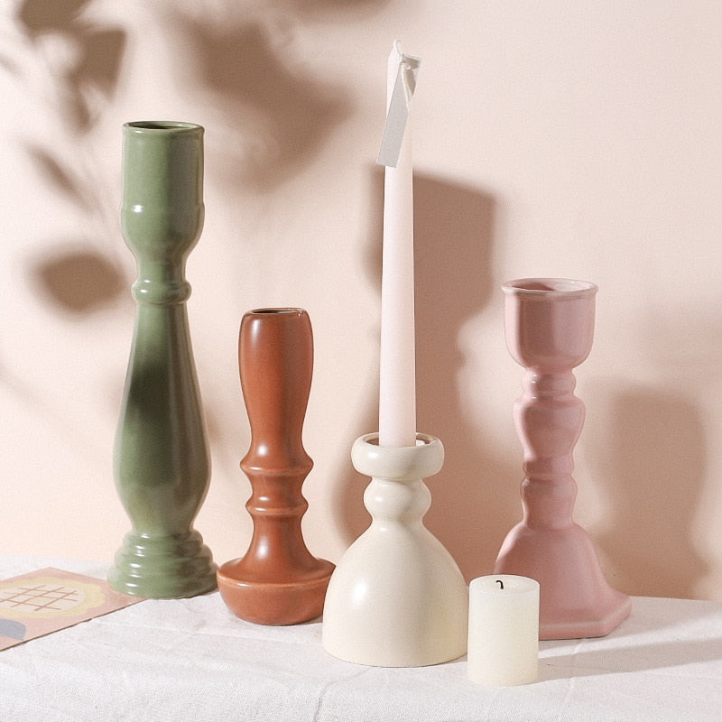 Ceramic Candle Holders with Glazed Finish - Handmade and Stylish