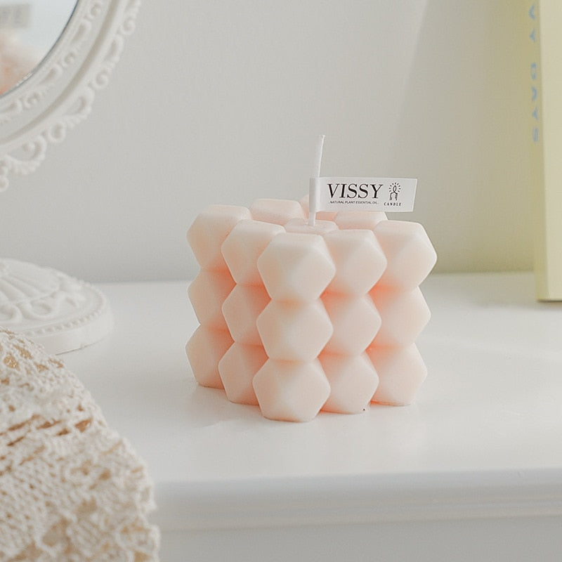 Diamond Cut Cube Decorative Candle – Luxury Scented Ambient Light