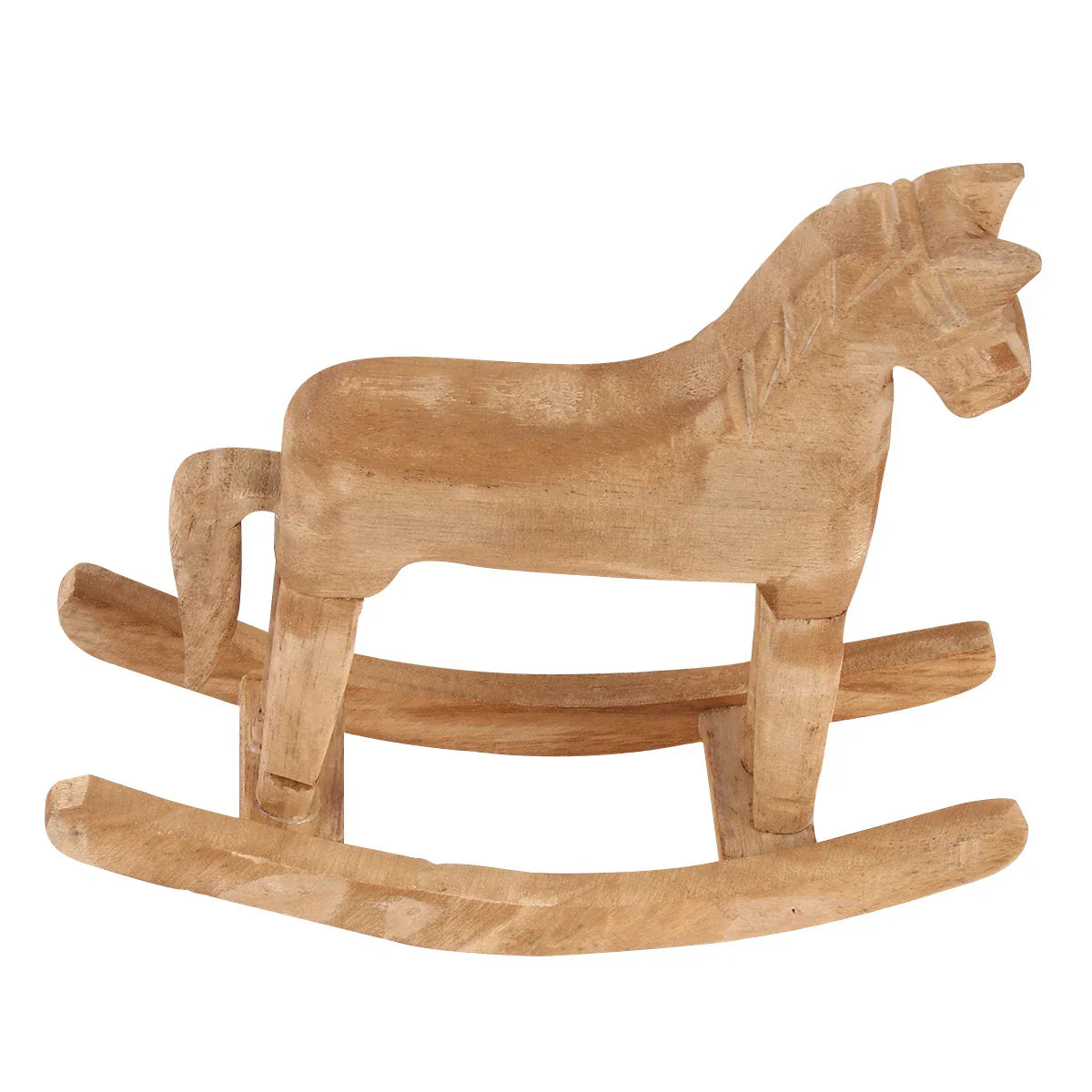 Wooden Rocking Horse Figurine - Vintage Decorative Wooden Horse for Living Room, Office and Children's Room