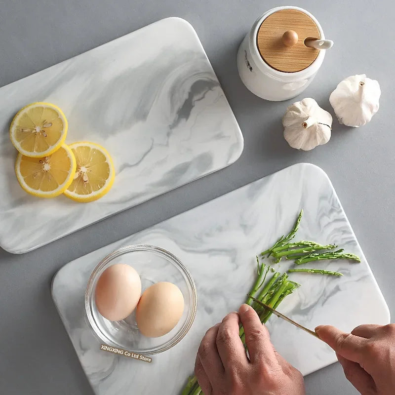 Marble Chopping Board with Gold-Coloured Edge – Luxury and Durable Kitchen Tool