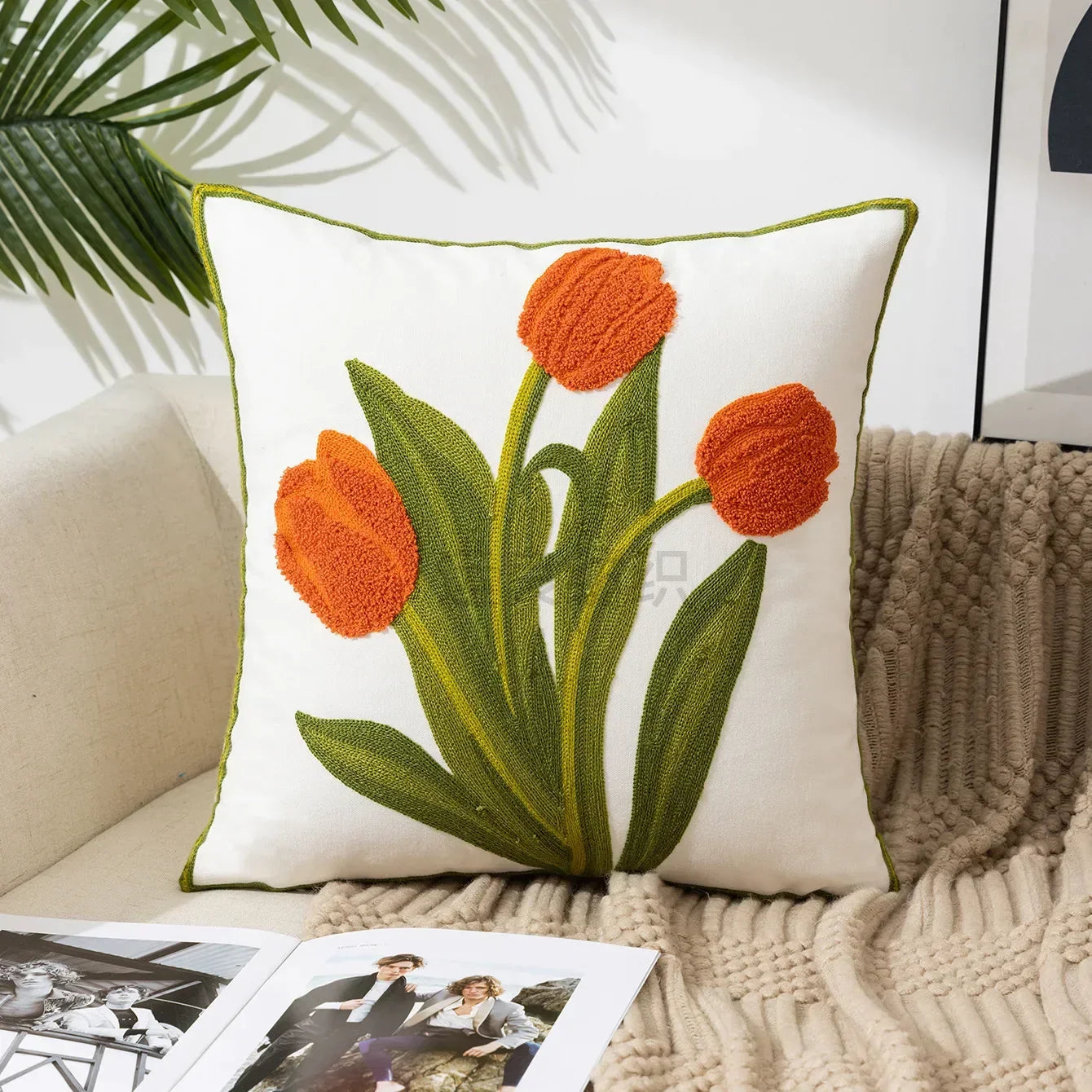 Norwegian Embroidered Flower Cushion Covers – Decoration with Natural Plants