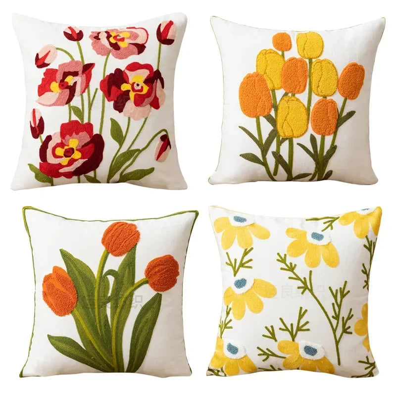 Norwegian Embroidered Flower Cushion Covers – Decoration with Natural Plants