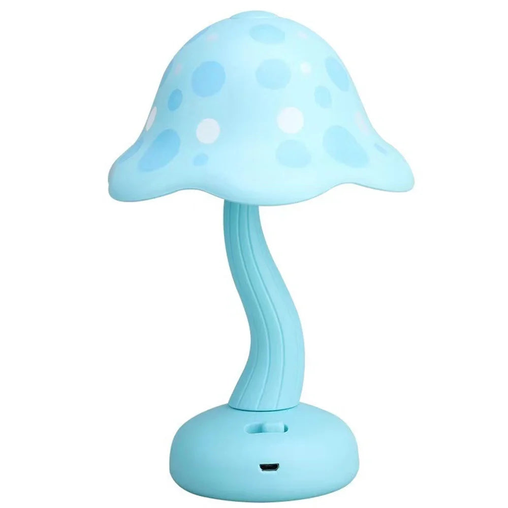 Small Modern LED Mushroom Lamp - USB Rechargeable Night Light with Adjustable Brightness Levels