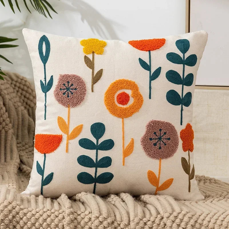 Norwegian Embroidered Flower Cushion Covers – Decoration with Natural Plants