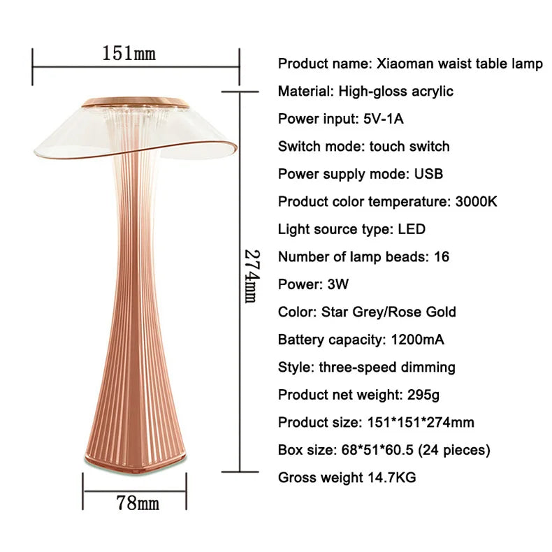 Dimmable LED Table Lamp with Rechargeable Battery - Touch Control, 3 Colours, Ideal for Office and Bedroom