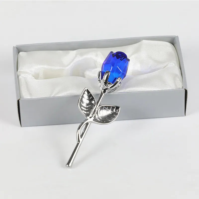 Miniature Crystal Rose - Decorative Ornament of 2x3x9 cm - Perfect as a Gift or Wedding Decoration