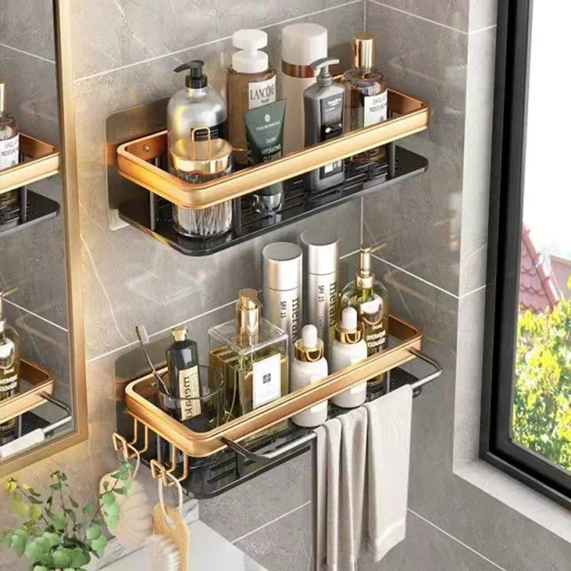 Nordura Norwegian Aluminium Corner Bathroom/Shower Shelf with Towel Holder