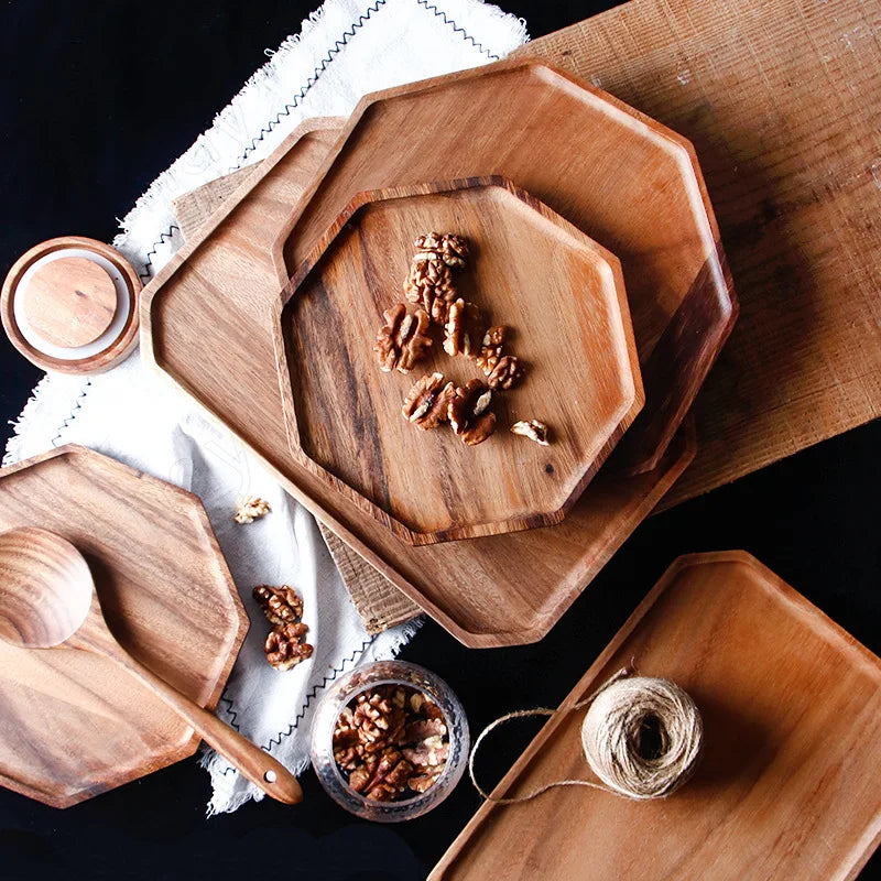 Wooden Serving Board with Honeycomb Pattern - Acacia Wood