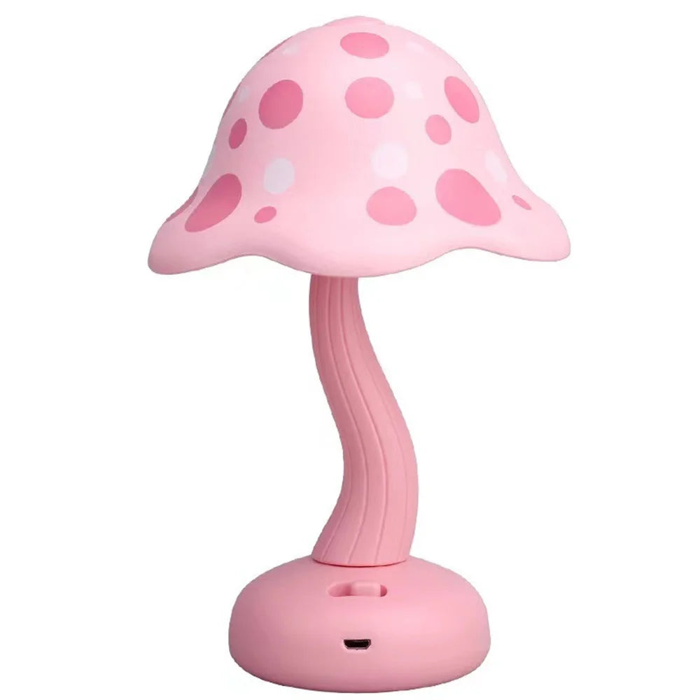 Small Modern LED Mushroom Lamp - USB Rechargeable Night Light with Adjustable Brightness Levels