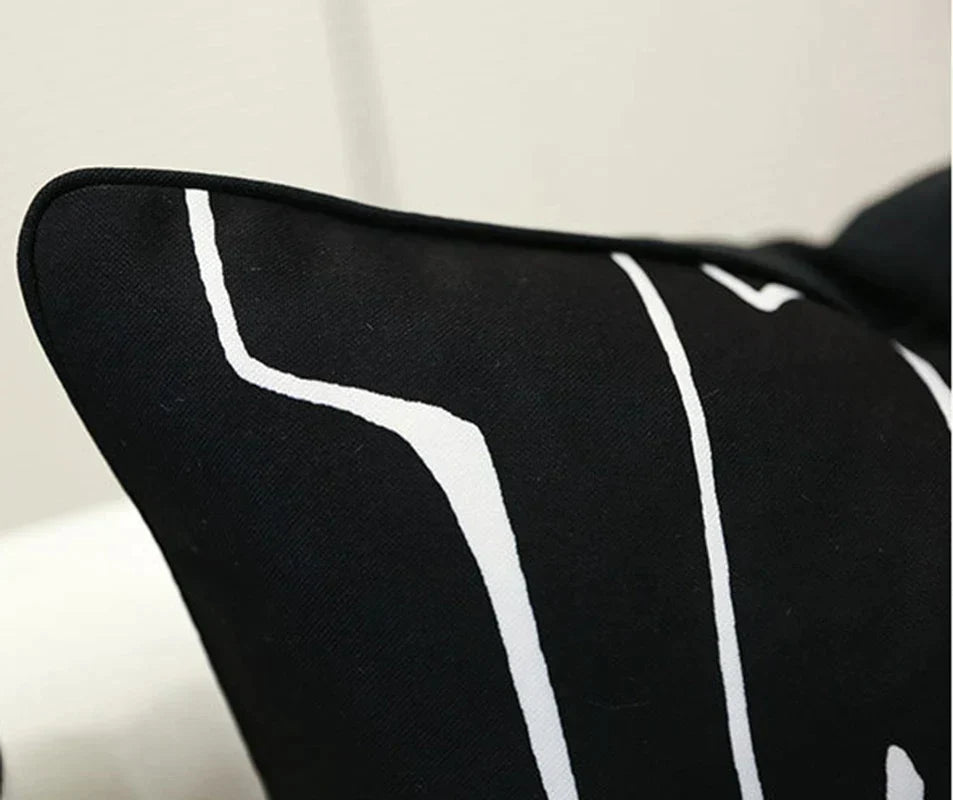 Norwegian Luxury Cushion Cover Black White Lines 50x50cm