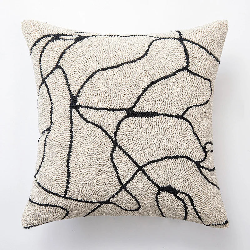 Norwegian Beige and Black Cushion Cover with Abstract Pattern – 45 x 45 cm