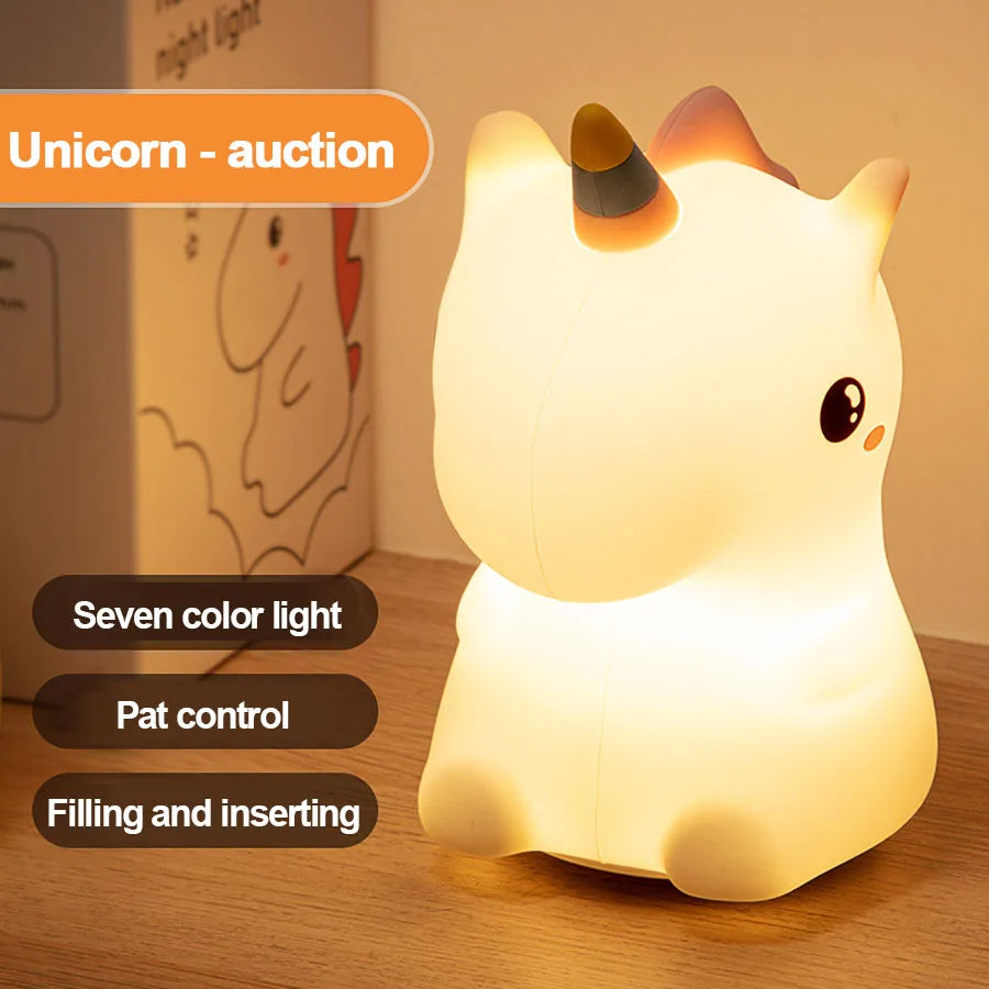 Norwegian Unicorn Silicone LED Night Light - Rechargeable via USB