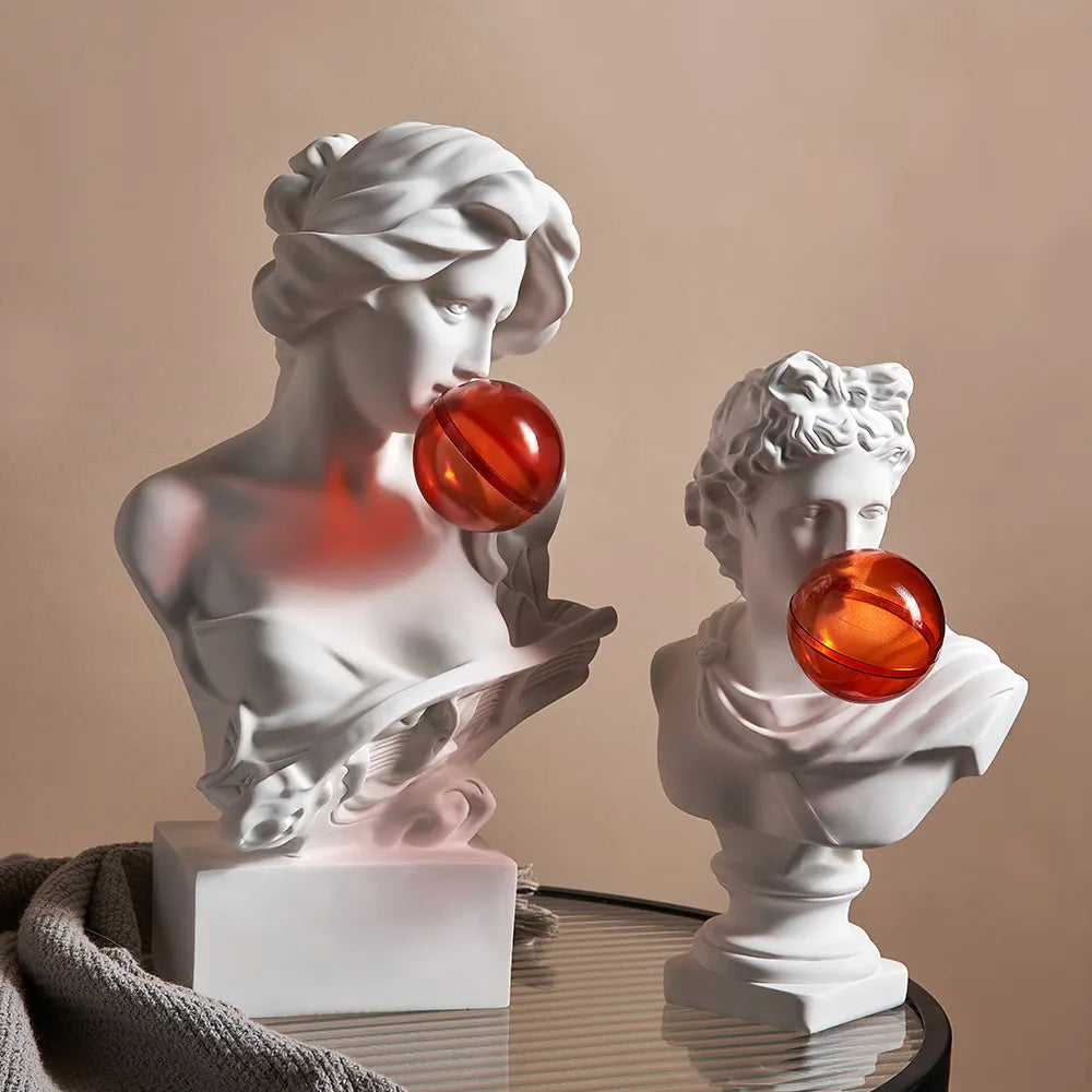 Artistic Sculpture of Bubble Blowing - Decorative Statue for the Living Room