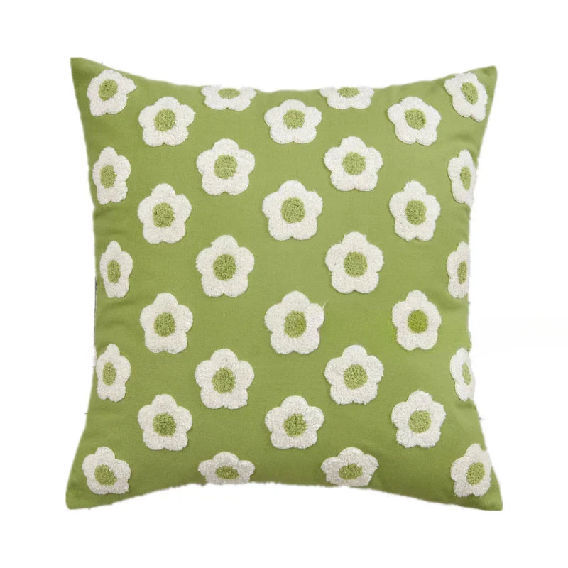 Norwegian Sunflower Cushion Cover with Embroidered Pattern