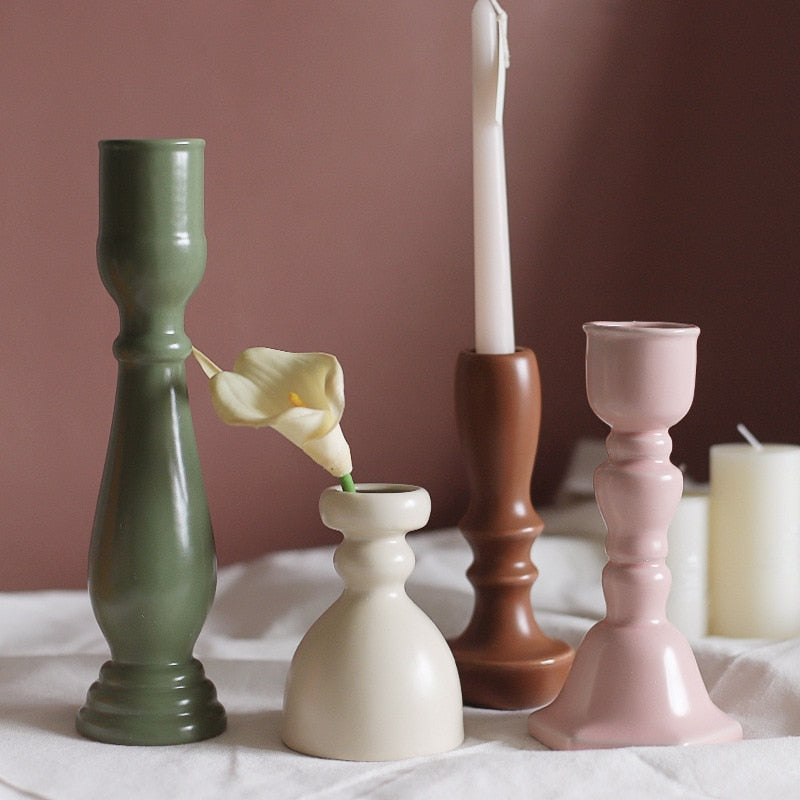 Ceramic Candle Holders with Glazed Finish - Handmade and Stylish