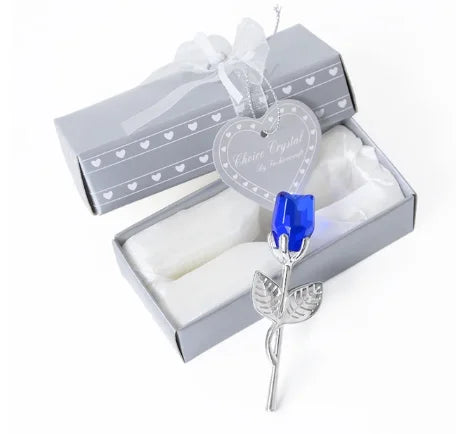 Miniature Crystal Rose - Decorative Ornament of 2x3x9 cm - Perfect as a Gift or Wedding Decoration