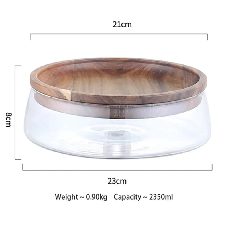 Glass Food Storage Containers with Wooden Lid – Stylish Kitchen Cabinets